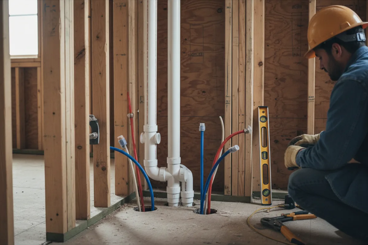 Drain and supply rough-in during Garbage Disposal Repair in Indialantic