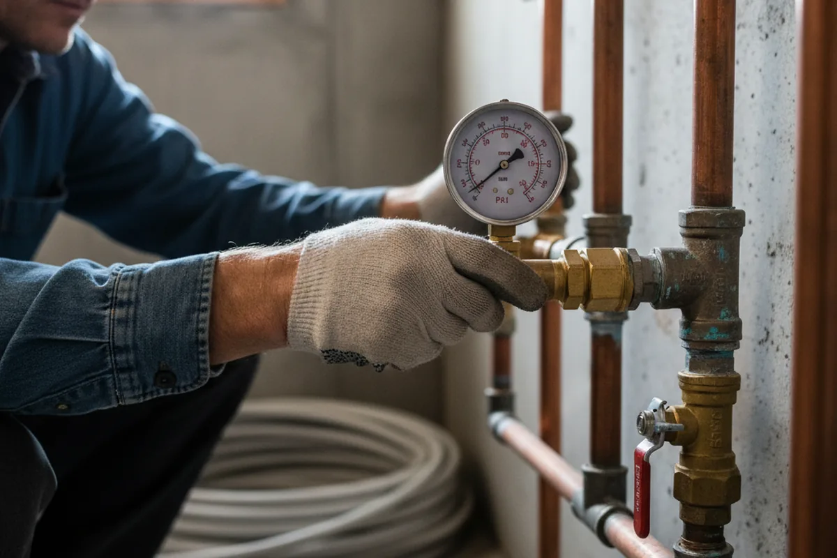 Pressure testing a repaired line during Water Line Repair in Indialantic